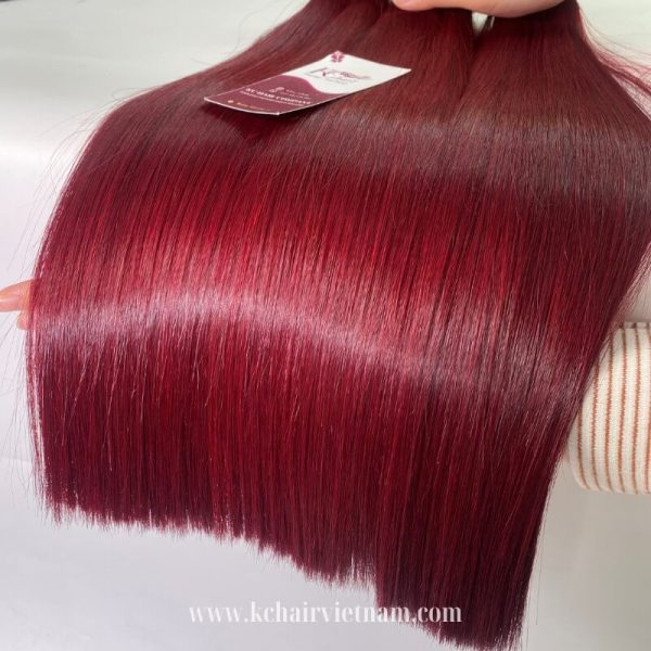 Premium-Quality-Hair-Weft-Burgundy-Color-100%-Human-Hair-Extensions