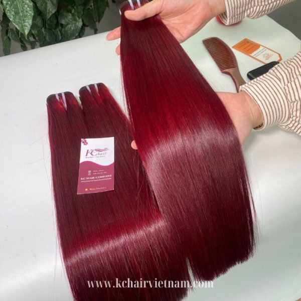 Premium-Quality-Hair-Weft-Burgundy-Color-100%-Human-Hair-Extensions