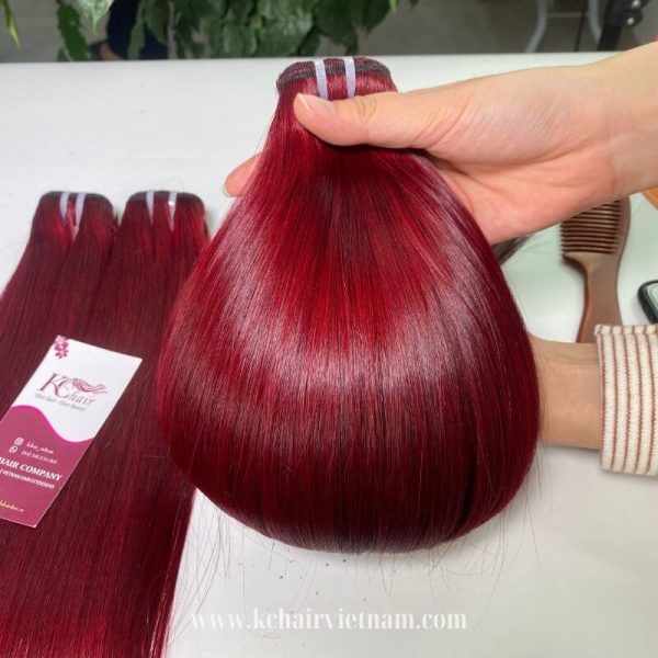 Premium-Quality-Hair-Weft-Burgundy-Color-100%-Human-Hair-Extensions