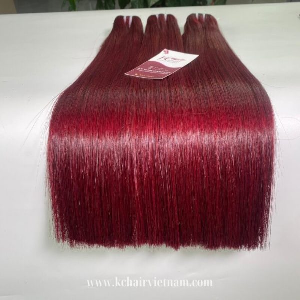 Premium-Quality-Hair-Weft-Burgundy-Color-100%-Human-Hair-Extensions