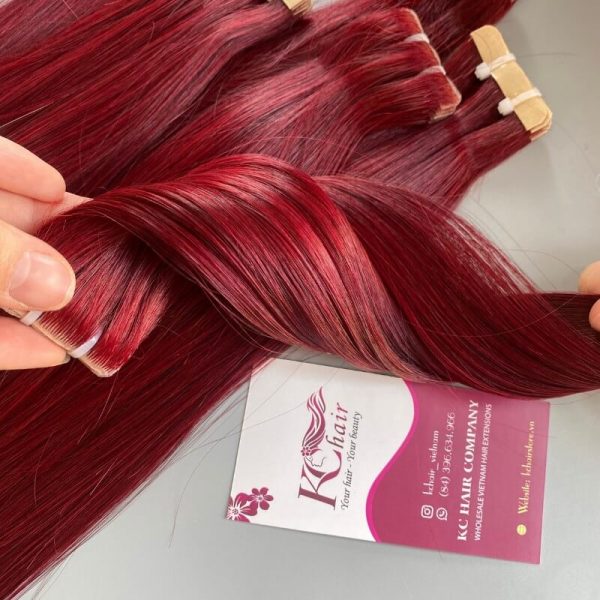 Luxury-Invisible-Tape-Hair-Extensions-Burgundy-Color-100%-Human-Hair