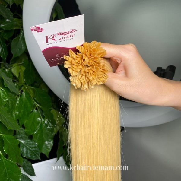 U-Tip-Hair-Extensions-Keratin-Pre-Bonded-100%-Human-Hair-Light-Blonde-Color