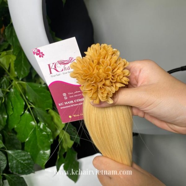 U-Tip-Hair-Extensions-Keratin-Pre-Bonded-100%-Human-Hair-Light-Blonde-Color