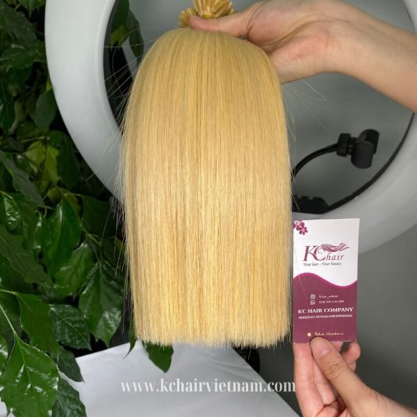 U-Tip-Hair-Extensions-Keratin-Pre-Bonded-100%-Human-Hair-Light-Blonde-Color