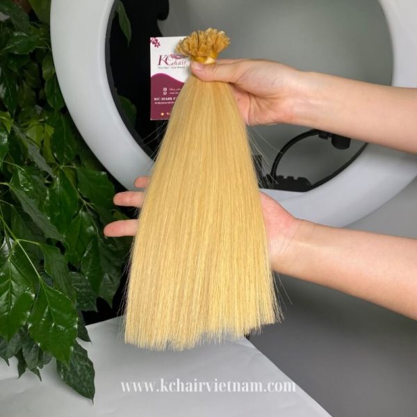 U-Tip-Hair-Extensions-Keratin-Pre-Bonded-100%-Human-Hair-Light-Blonde-Color